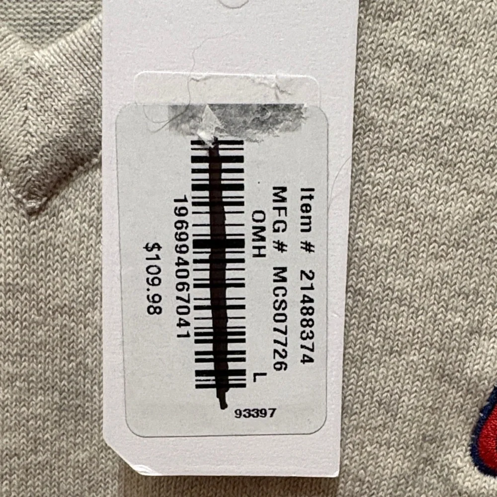 New Men’s Ole Miss Cutter & Buck Light Gray V-Neck Sweater Size Large